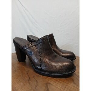 Born Womens Sz 6 Brown Bronze Metallic Slip On Heel Pumps Slides clog‎